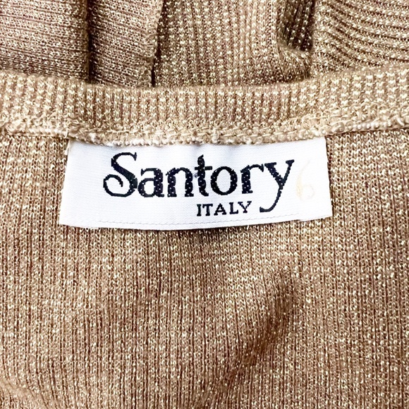Vintage 90s Santoray Italy Wrap Around Halter Top Gold Tan Size Small - Picture 5 of 5